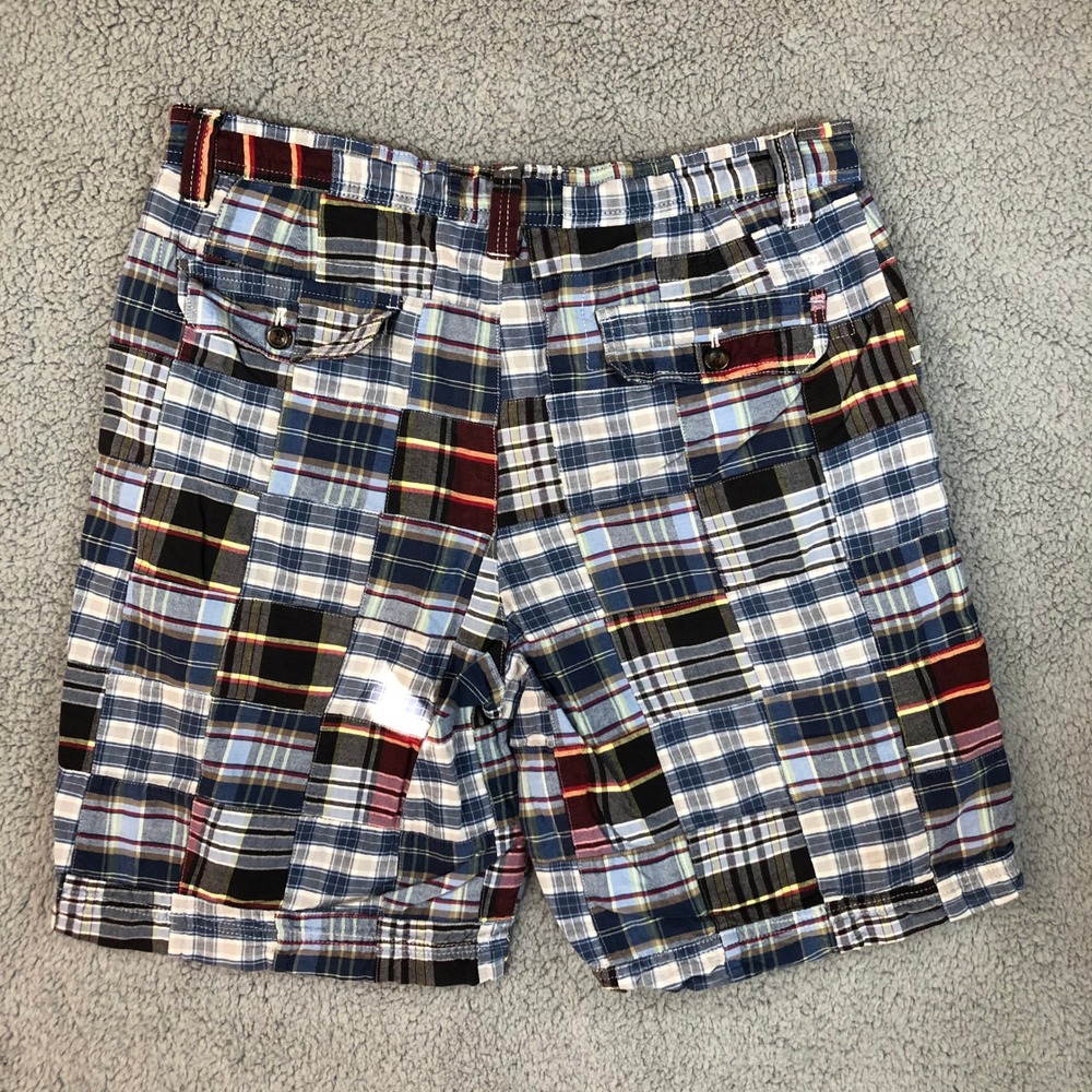 Izod Luxury Sport Mens 34 Patchwork Plaid Shorts Multicolor Preppy Cotton 8 - Picture 2 of 7